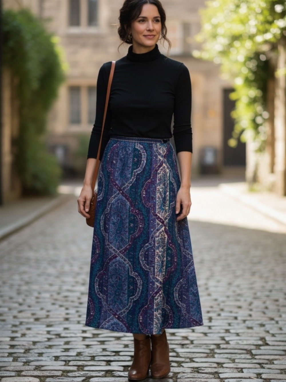 80s LIBERTY OF LONDON LIBERTY+ WOOL PURPLE & BLUE PAISLEY WRAP SKIRT FABRIC